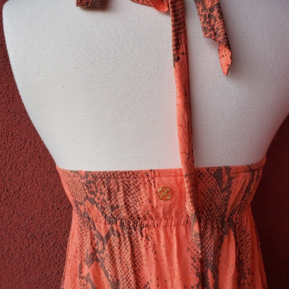 Halter Maxi Dress in Coral Pink - Sleeveless Beach Dress - Picture 3 of 5